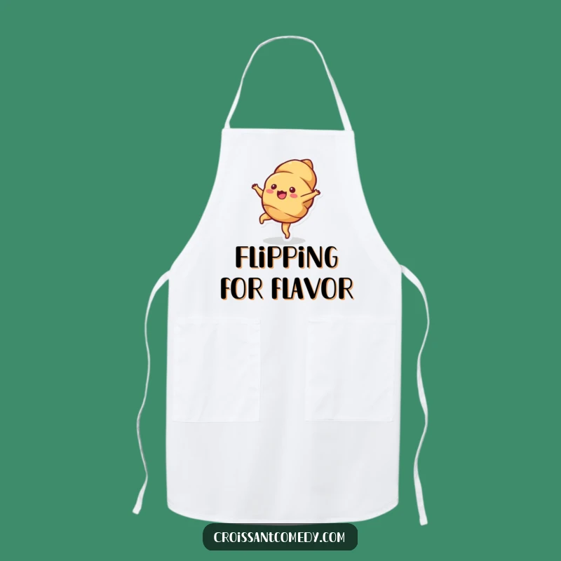 Funny Croissant Cartwheel Apron: Cook Up Fun with a Bubbly Character