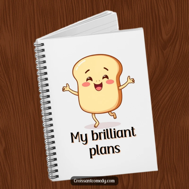 Funny Bread Notebook: A cheerful, round bread character dances a silly jig, perfect for jotting down funny thoughts or notes.