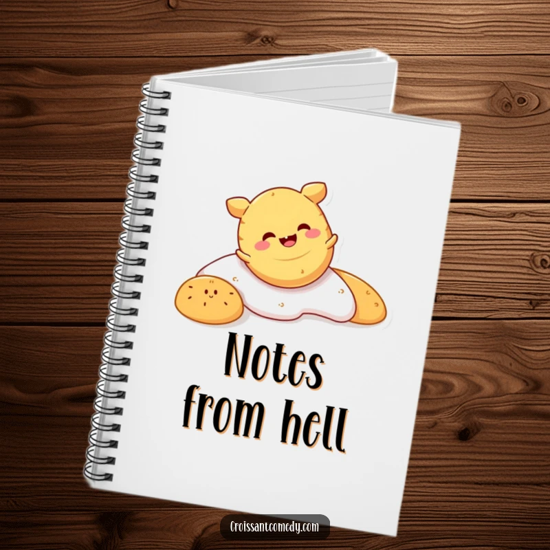 Funny Crescent Roll Notebook: A smiling crescent roll character tumbles joyfully, ideal for capturing funny thoughts or brilliant ideas.